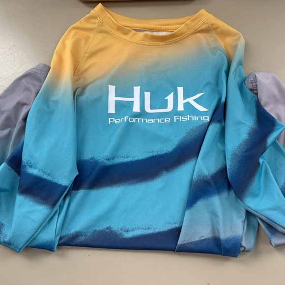 Huk Kids Blue and Yellow Gradient Long Sleeve Tee - Picture 1 of 5